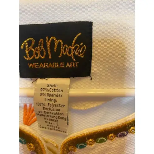 Bob Mackie Women's vintage White Elephant Embroidered Blazer Size L