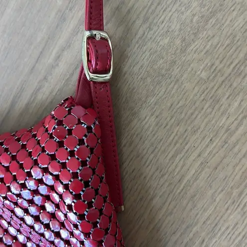 Whiting & Davis Vintage Whiting & David Red Mesh Crossbody Bag Gold Accents Sailboat Heart Charm