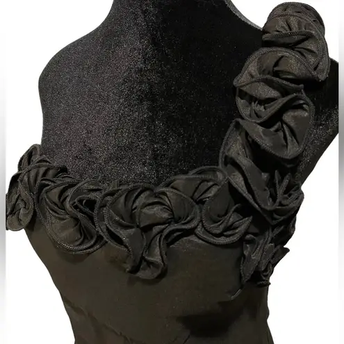 Snap Vintage 90s Black Artsy Abstract Ruffle One Shoulder Prom Formal Dress Size undefined