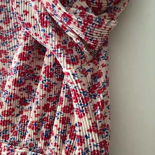 Sabina Musayev Lazuli Top Blouse in Ivory and Red Print Floral Print Size Large