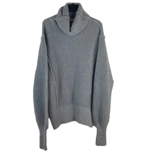 Zenana Outfitters Oversized Slouchy Gray Reverse Stitch Dolman Sleeve Turtleneck