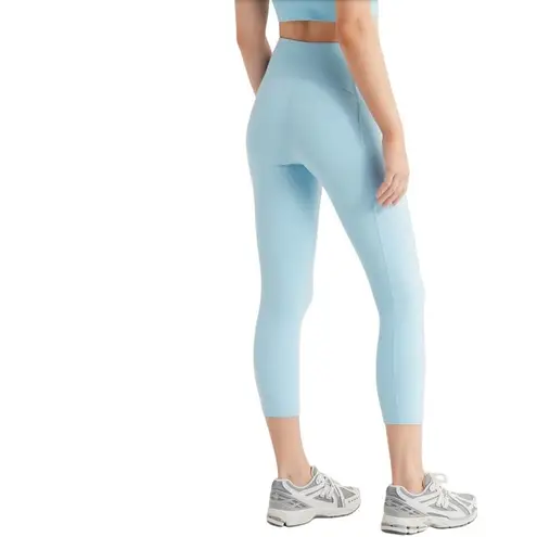Z By Zella Studio Luxe High Waist Pocket Crop Leggings Light Blue Sky Size S