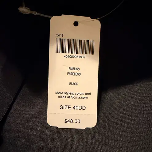 Soma  enbliss wireless 40DD NWT Black Seamless Bra