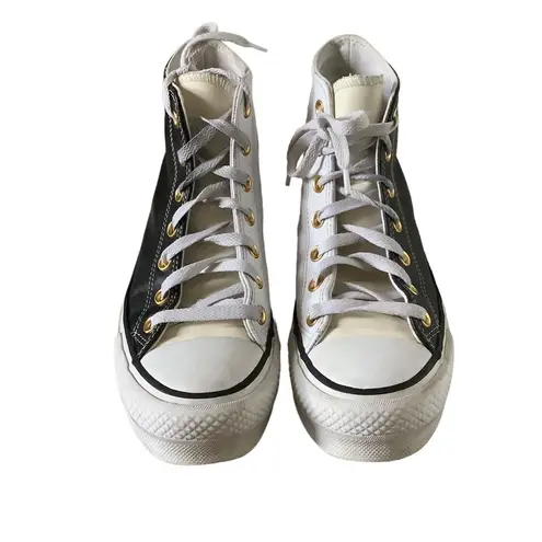 Converse all star YOU platform leather black & white colorblock hi top sneakers