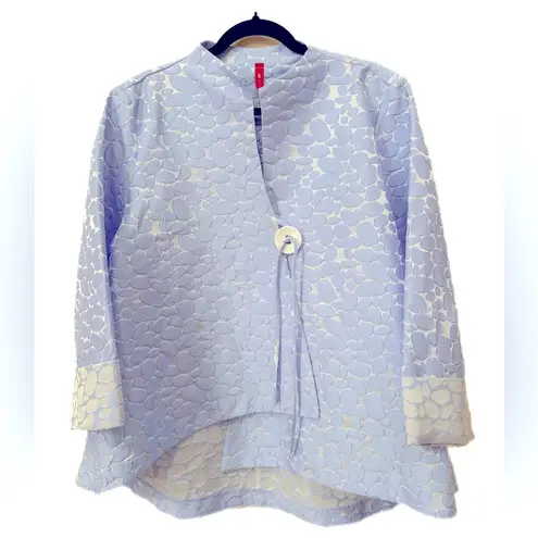 IC Collection Jacquard Asymmetric Jacket, Sky Blue, Pebble Pattern Blue Size XXL