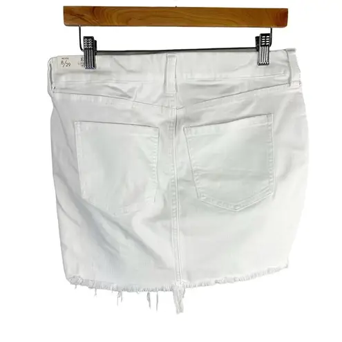 Liverpool Gia Glider Pull-On Skirt Fray Hem Side Gusset White US 8 Petite