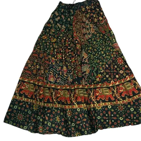 Women’s Colorful Elephant Cotton Jaipuri Sanganeri Print Maxi Skirt One Size Orange Size undefined