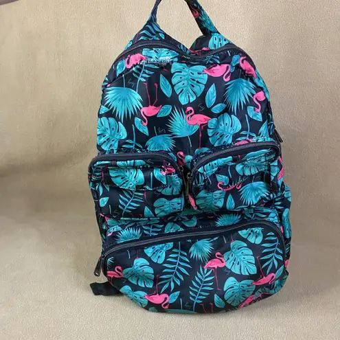 Lug Puddle Jumper Packable Backpack Flamingo Black Tropical Print *FLAW GUC
