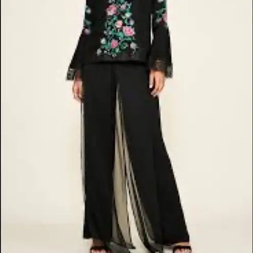 Tadashi Shoji Black Seaton Chiffon Panel Pant