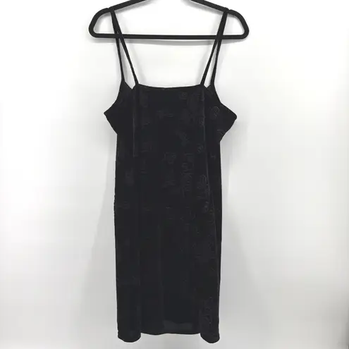 Nordstrom Intimates Y2K Black Velvet Burnout Floral Slip Dress Large Goth Grunge