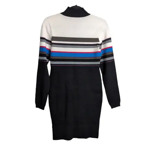 Karen Millen Multi-Color Striped Turtleneck Long Sleeve Knit Sweater Dress 2