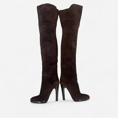 Giuseppe Zanotti Leather Suede Thigh High Stilleto Brown Boots in EU 36 US 6