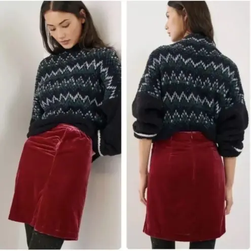 Anthropologie  Montie Connie Velvet Mini Skirt Raspberry Plus Size 16 NWT - Image 3