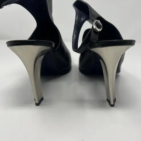 Ralph Lauren Collection Purple Label Leather Slingback Heels Size 10 Black