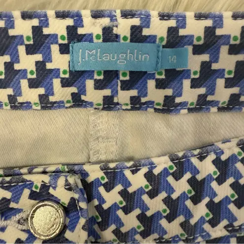 J. McLaughlin Women’s Lexi Pants Size 14 Blue White Geometric Print