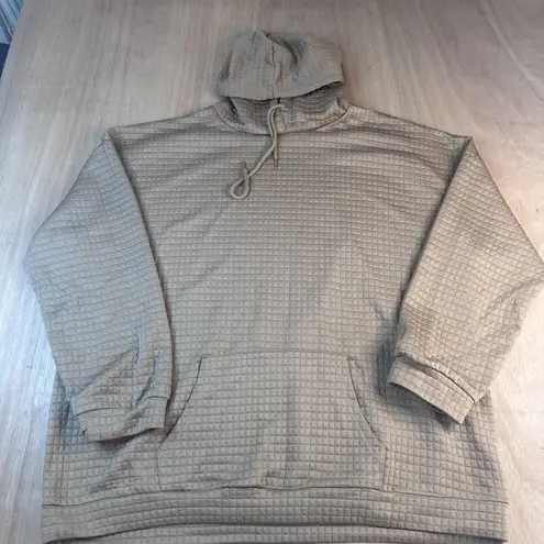 None Women’s 4X Brown Quilted Hoodie Pullover Kangaroo Pocket Plus Size