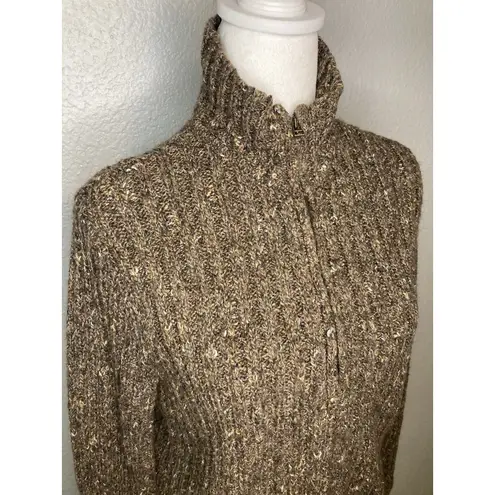 Charter Club Petite Sweater Womens S Brown Wool Blend Zip Front Ribbed Cardigan