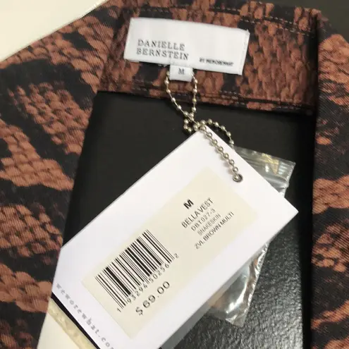 We Wore What NWT Bella Snakeskin Pattern Halter Crop Top Vest Waist Coat Brown szM
