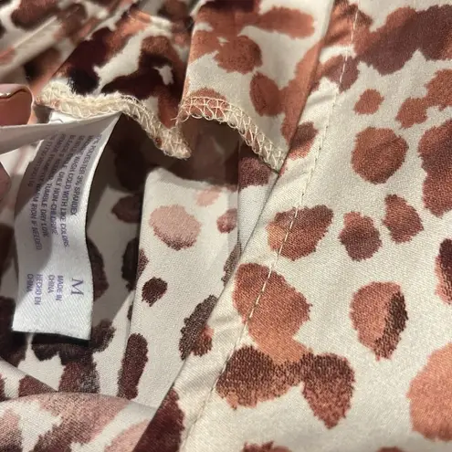 Stars Above Brown Leopard Print Satin Pajama Set Size Medium