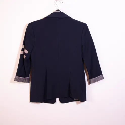 Bailey 44 Academia Ponte Stretch One Button Blazer Jacket Gray Navy Blue 2