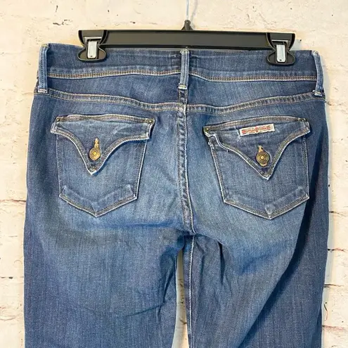 Hudson Jeans Hudson Womens Straight Leg Medium Dark Wash Jeans Flap Pocket Distressed Size 28