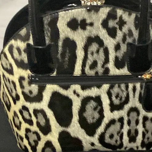UNBRANDED MOB WIFE PURSE BIG STUDDED CLOSURE NEW SHOULDER STRAP Leopard Print Black