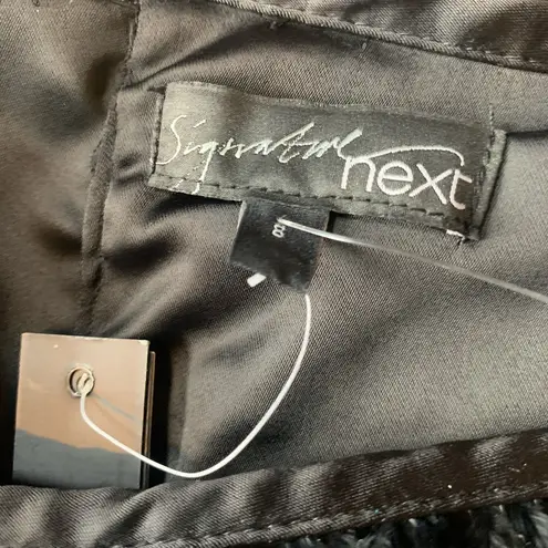 Next BNWT Signature black feather collar off the shoulder dress sz 8