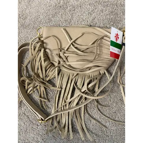 New Marlon Western Fringe Bum Bag, Tan Made in Italy