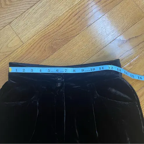 Johnny Was Black Silk Velvet Steffania Wide Leg Pleat Pants floral embroidery XS