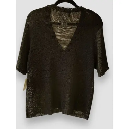 Sag Harbor Vtg Woman’s Cardigan Sz Lg Black Knit 1-Button Closure SS NWT