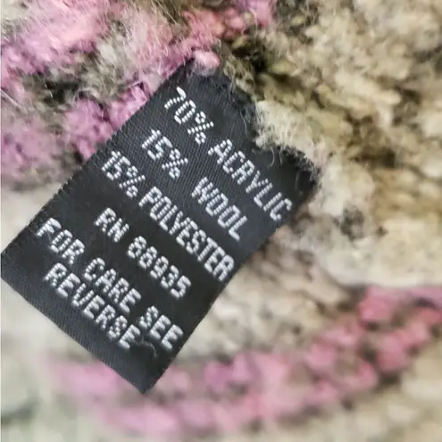 Michelle Nicole Wool Blend Striped Fringe Sweater Green Size M