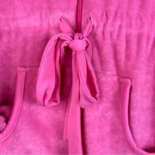 Vanity Fair Size Medium Fleece Hooded Pink Zippered Front Short Robe wit…