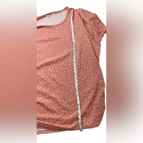 Madison & Hudson Women’s 3X Polka Dot Blouse Ruffle Short Flutter Sleeve Top Pink