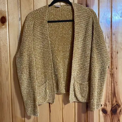 Full Tilt Essentials by  Chenille Yellow mustard cardigan Size- Large.