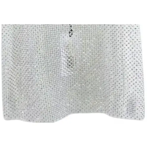 We Wore What NWT Crystal Sheer Mesh Cami Mini Rhinestone Embellishments XXS White