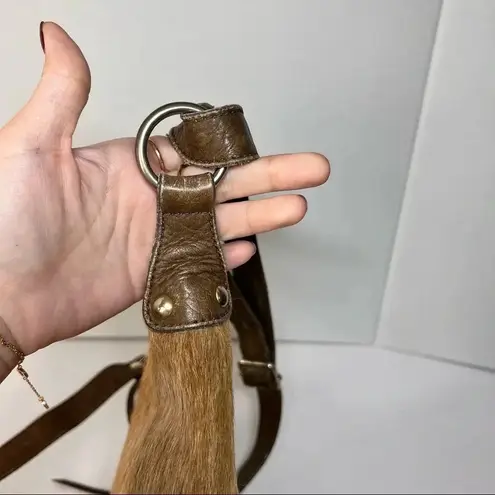 Maurizio Taiuti Italy Pony Calf Fur Brown Leather Crossbody Purse / Bag
