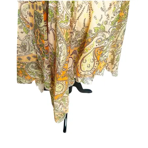 Chaudry KC Raga Fairy Whimsical Dress Sz Medium Asymmetrical Hem Peach Chiffon Orange