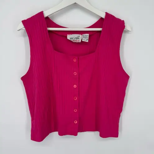 Vintage Denim Republic Pink Ribbed Button