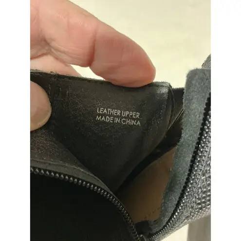 Tahari Womans Mercy Black Suede Peep Toe Chunky Heel Shoe Bootie 9 M Side Zip