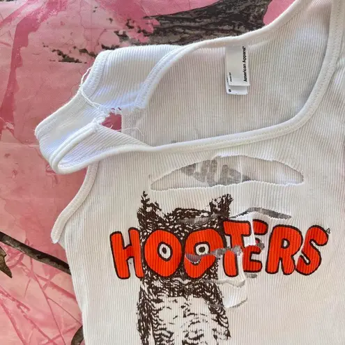 American Apparel y2k hooters print cut out ribbed tank top