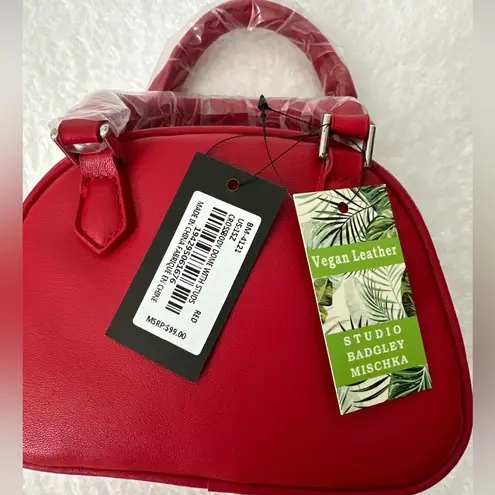 Badgley Mischka STUDIO CROSSBODY DOME WITH STUDS RED $99 MSRP NWT