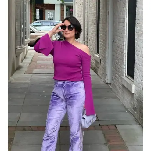 Solace London Magenta One-Shoulder Knit Top Size 10