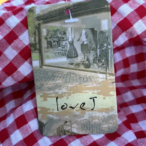 Brand New With Tags NWT love J Women’s Blouse Red White Gingham Summer Fun Size 1X