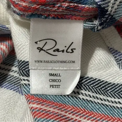 Rails Women’s S White Navy Red Plaid Brushed Flannel Hunter Button Down Shirt