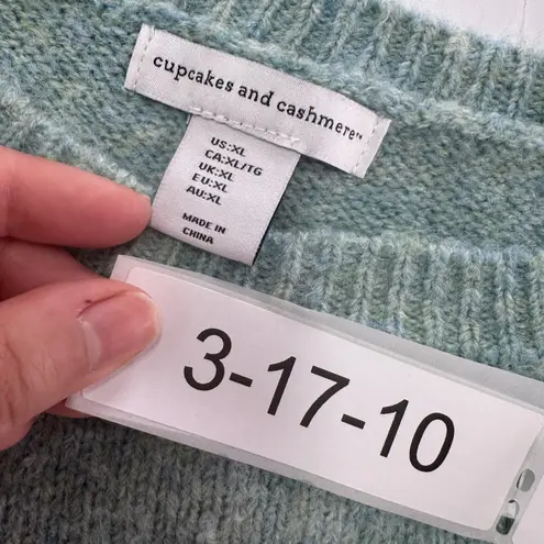 Cupcakes and Cashmere Sweater Womens X Large Blue Green Yellow Colorblock Knit Size XL