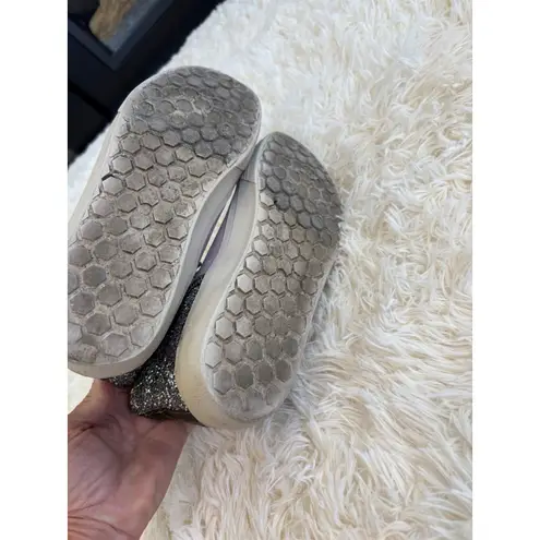 Glitter Star High Top Sneakers Silver Lilac Black Accent Distressed Size 10