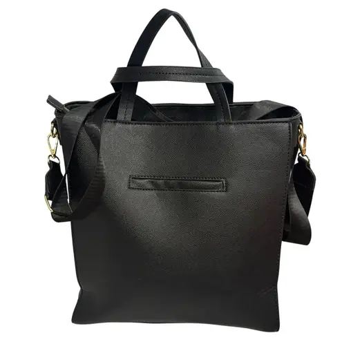 London Fog Sophia Studded Black Tote Bag NWT Faux Leather Gold Hardware