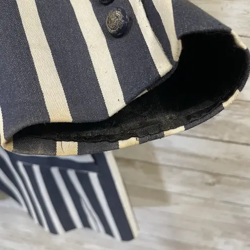 Jones New York Signature Womens 10 Blazer Americana Navy/White Striped Stretch Blue