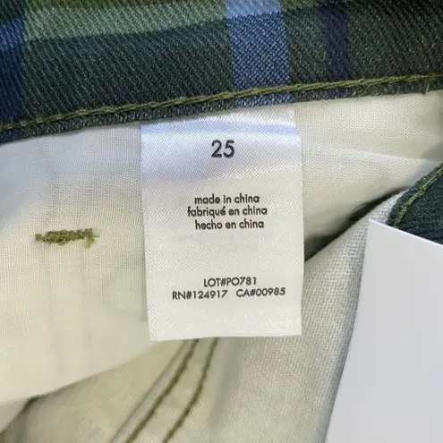 We Wore What New Plaid High Rise Straight Leg Dad Jeans Basil Green Size 25