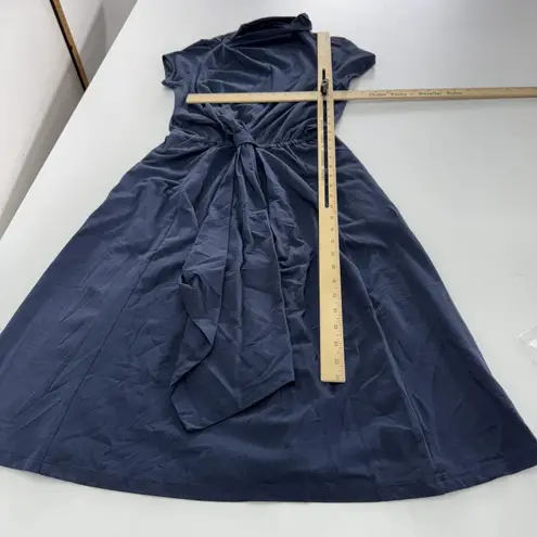 Eshakti Dress Womens 2 Midi Short Sleeve Belted Spandex Tie Fit Flare Pockets